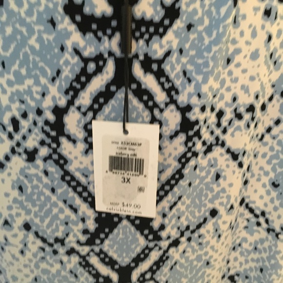 Calvin Klein Cowl Neck Sleeveless Top/Shell - black/white/light blue - 3X - NWT - Picture 3 of 8